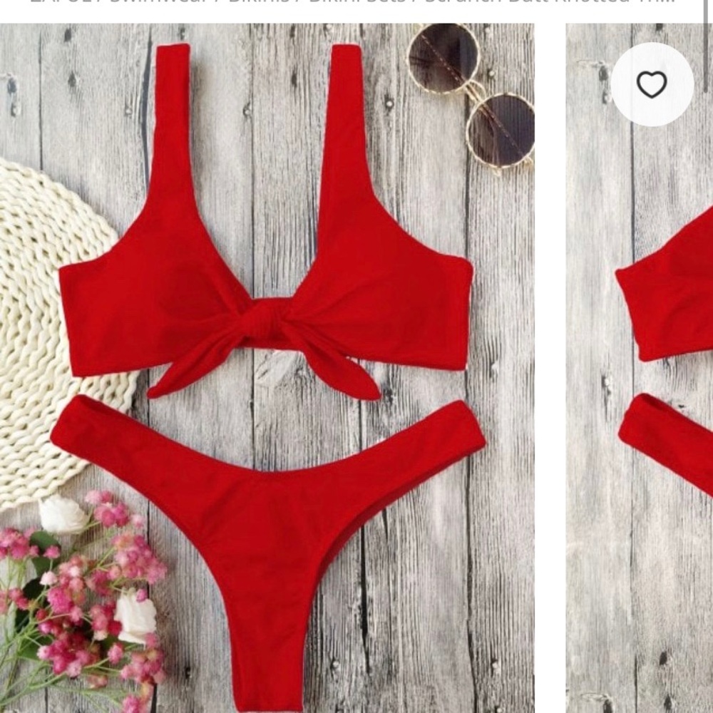 Zaful red ruche bikini-size medium